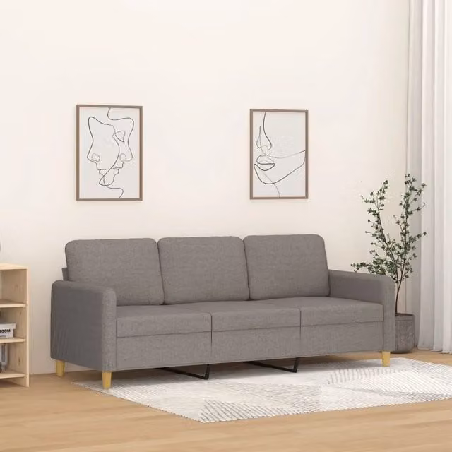 Divano a 3 Posti Tortora 180 cm in Tessuto 359493
