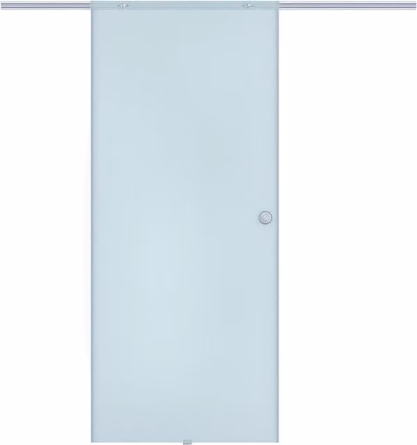 Porta scorrevole da interni in vetro satinato con binario in alluminio per bagno cucina e studio, design moderno 205x90x0,8cm
