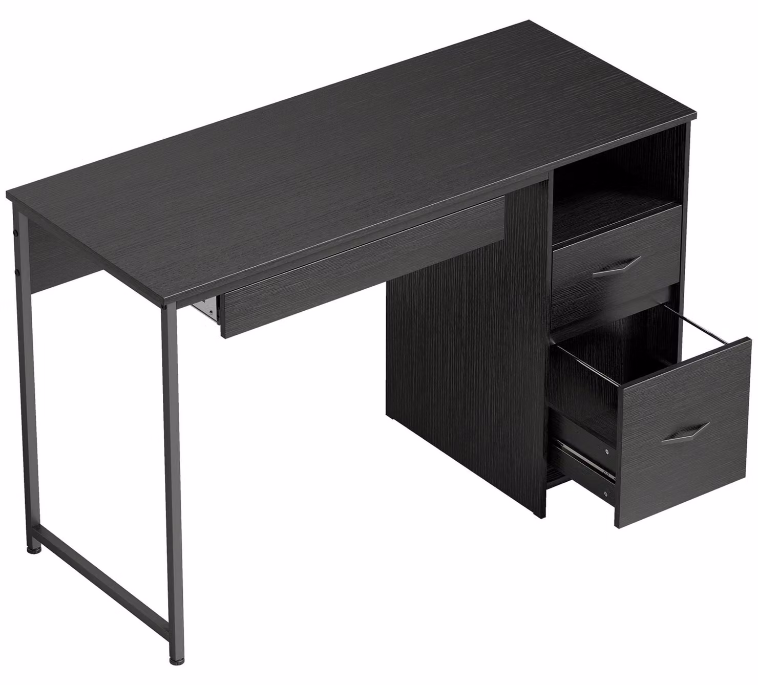 Scrivania da Ufficio Salvaspazio 120x52,3x76 cm con Cassetti in Legno e Acciaio Nero