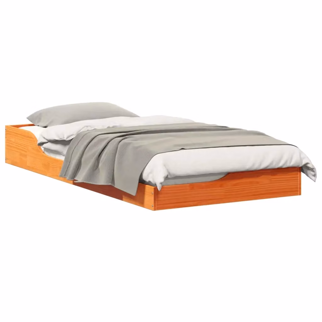 Struttura letto vidaXL in pino massello marrone cerato con cassetti L/P/H: 193.5 x 90 x 110 cm – 2