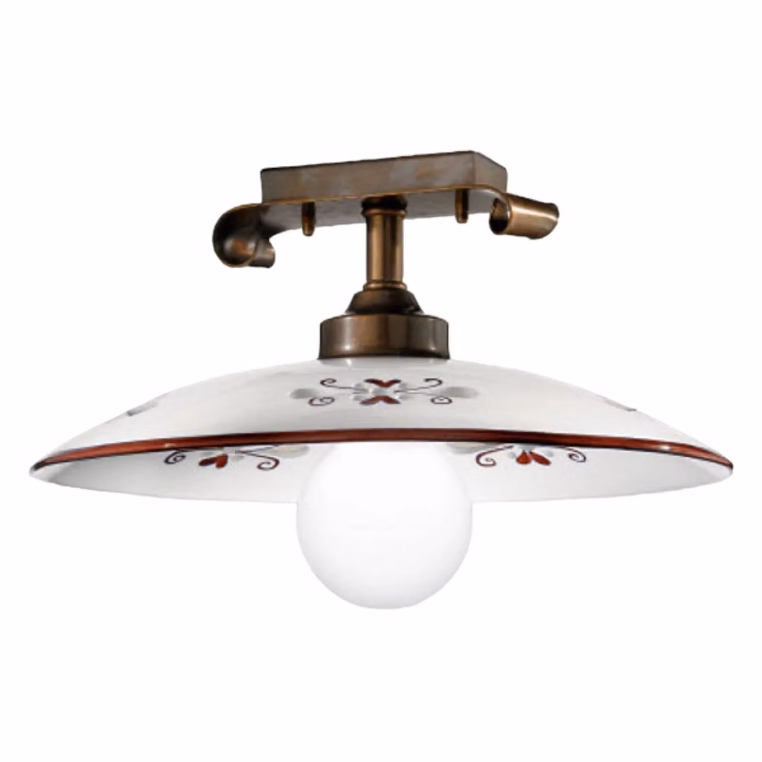 Cremasco Plafoniera soffitto BASSANO, dimmerabile, Bronzo / Ottone antico, Corridoio, Ottone, Campagna / Rustiche, Plafoniera