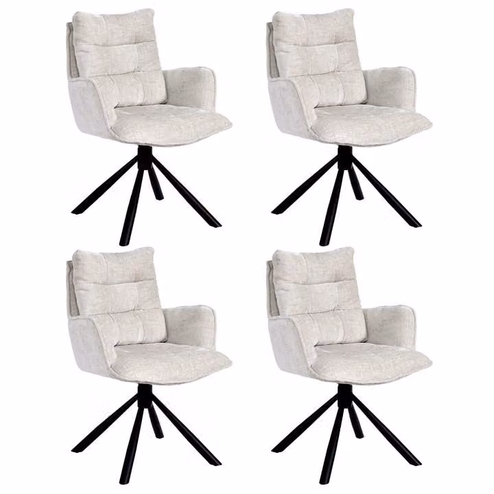 Duhome Sedia da pranzo girevole a 360° Set di 4 poltrone lounge Sedia in ciniglia con funzione di ritorno per ufficio, cucina, soggiorno, camera da letto, bianco