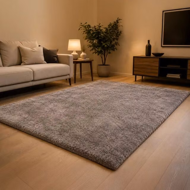Tappeto da bagno DMORA Grigio, 67 x 67 cm, 100% Poliestere, Altezza pelo 35 mm