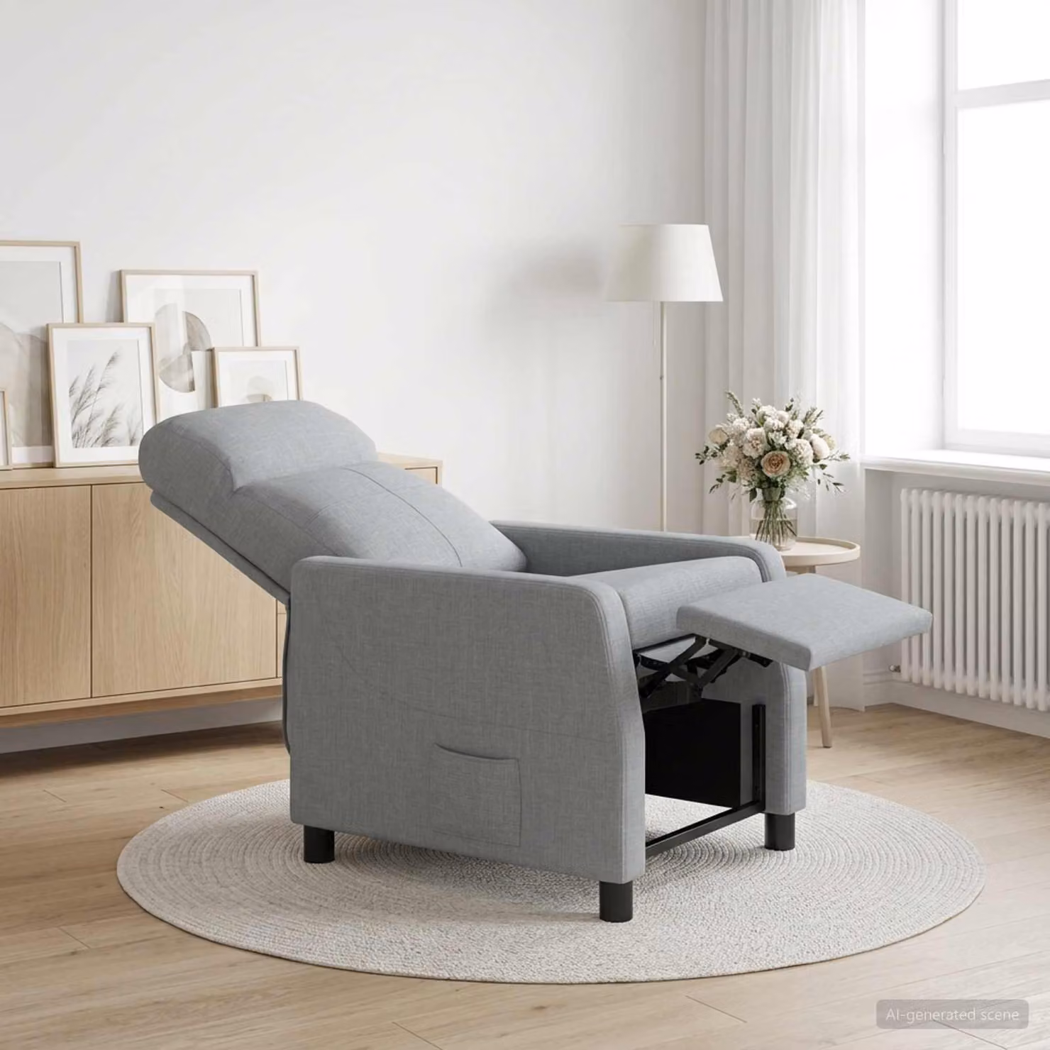 Poltrona reclinabile relax vidaXL in tessuto Grigio con braccioli e design moderno