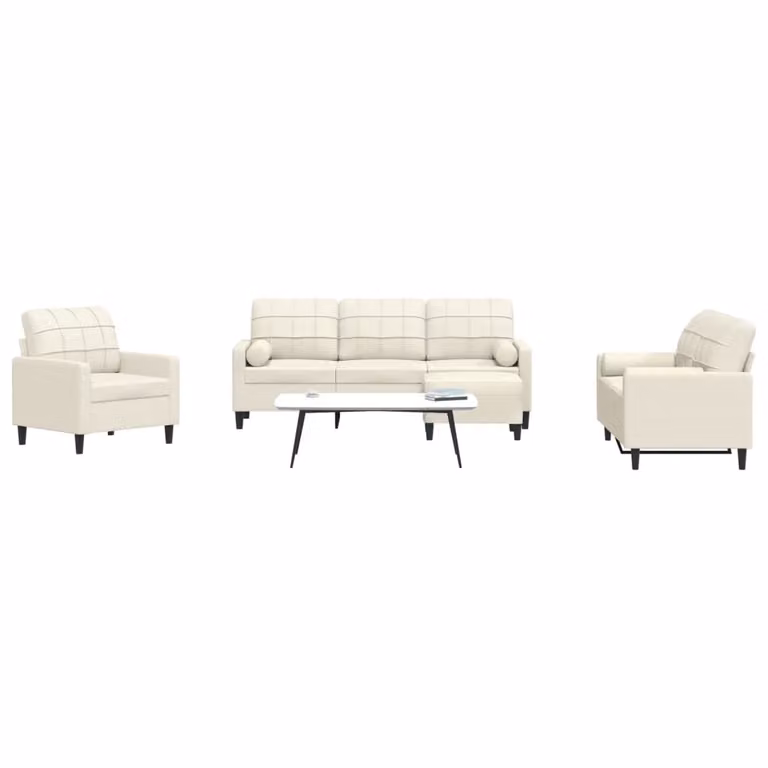 Maison Exclusive - Set divano 4 pezzi con cuscini e cuscini cervicali in velluto color crema
