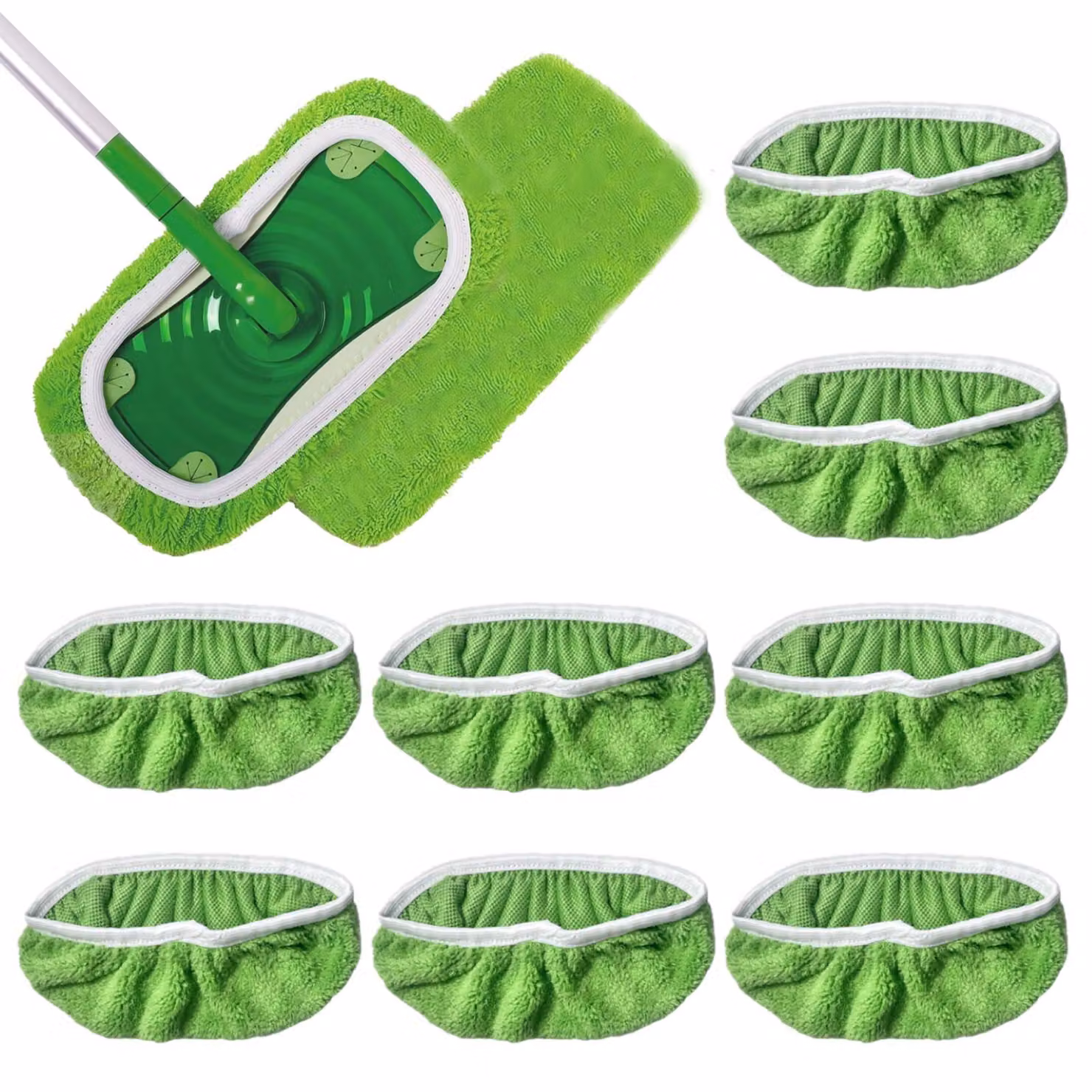 Confezione da 8 panni in microfibra riutilizzabili per mop Swiffer, colore verde