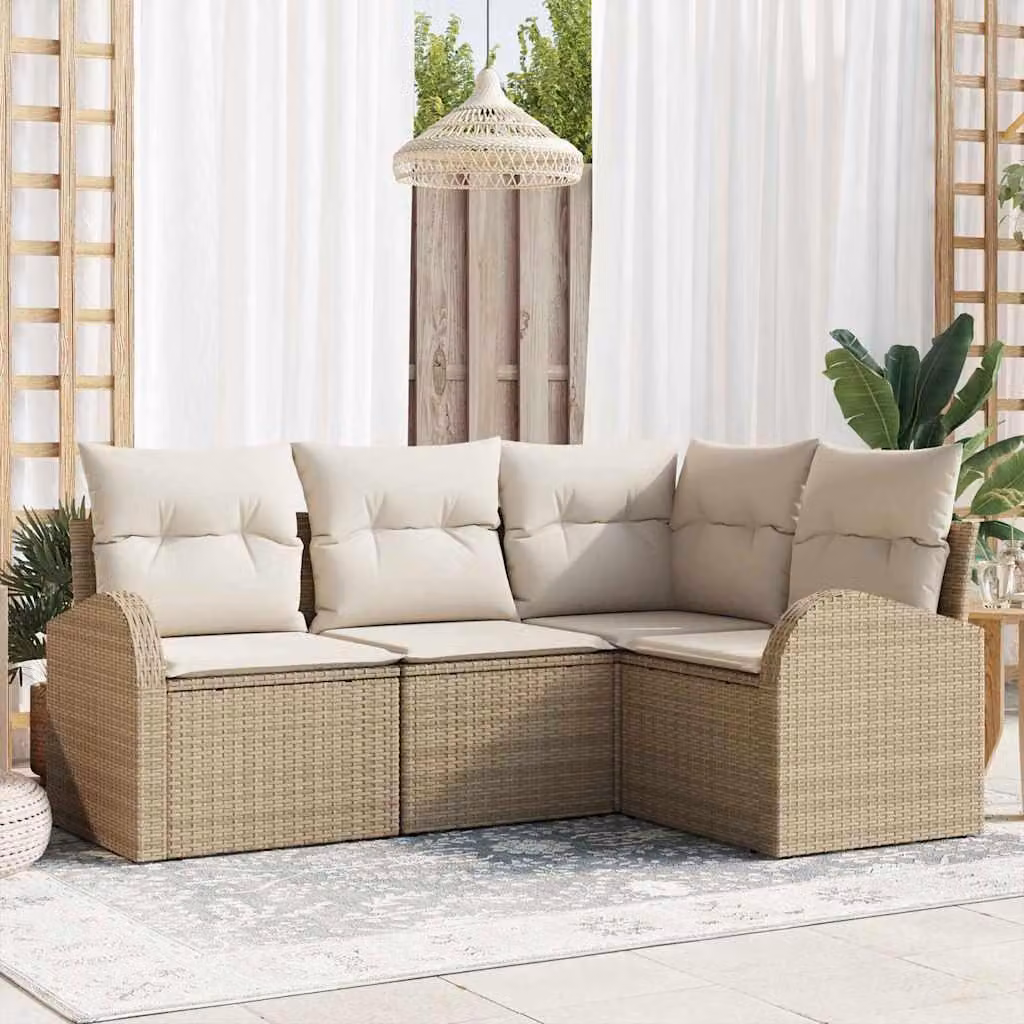 Maison Exclusive - Set Divano da Giardino 4 pcs Beige polyrattan