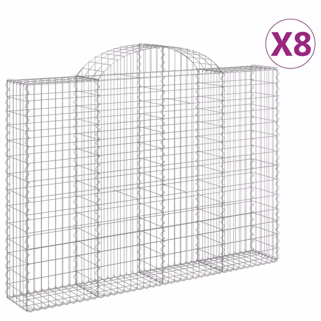 Cesti Gabbioni ad Arco 8 pz 200x30x140/160 cm Ferro Zincato
