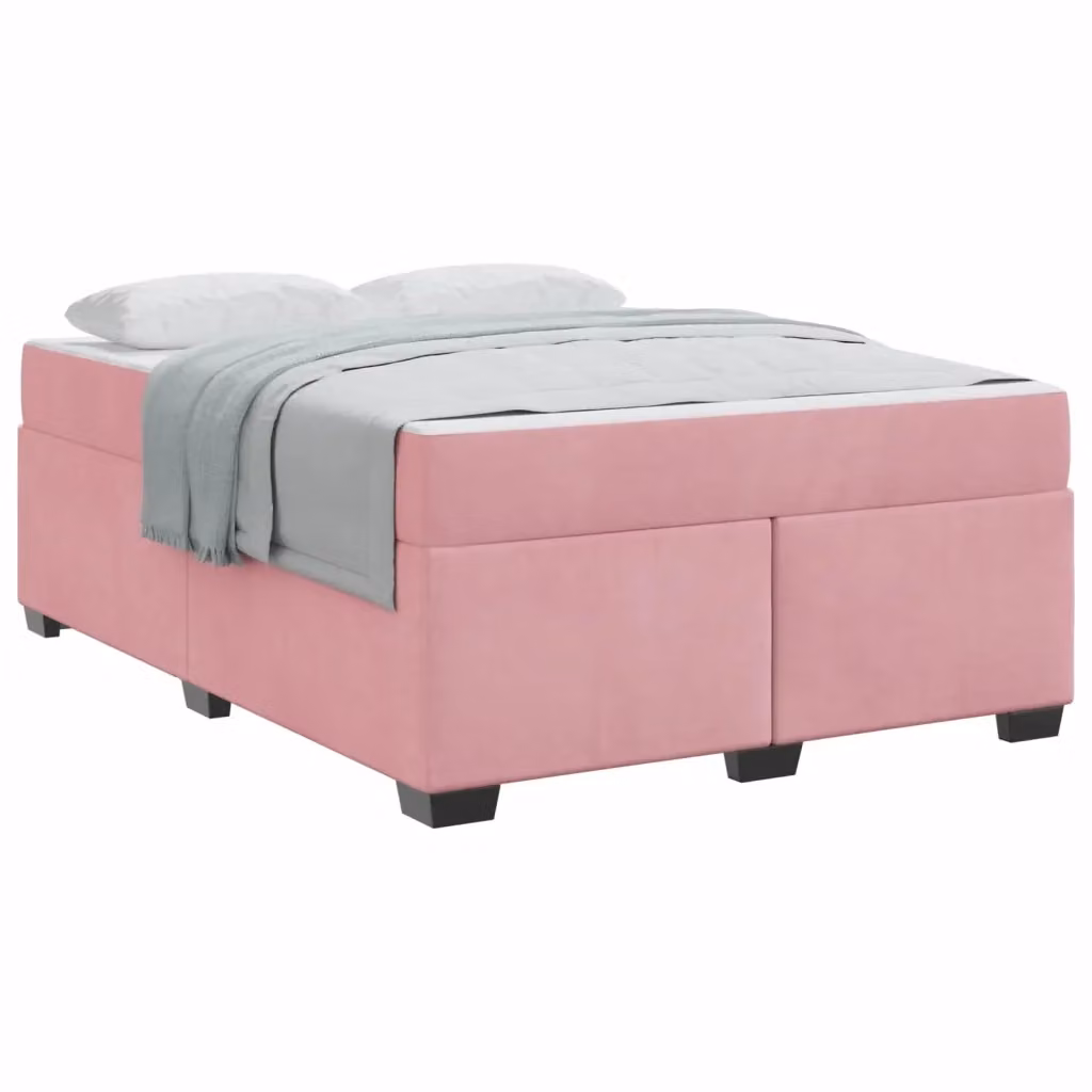 Letto matrimoniale con struttura imbottita in tessuto rosa vidaXL L: 140 cm, P: 200 cm, H: 66 cm – 2