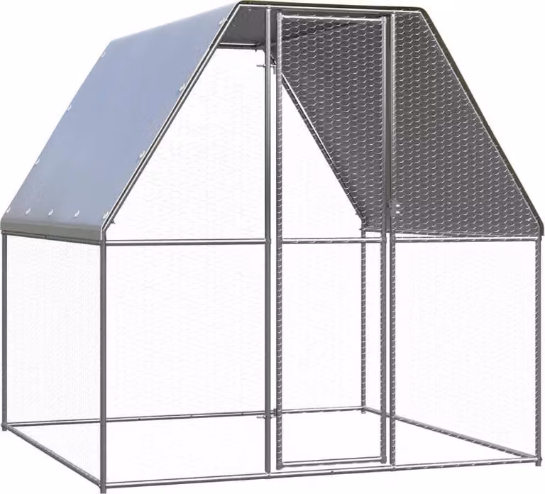 Gabbia per Polli Argento e Grigio 2x2x2 m in Acciaio Zincato