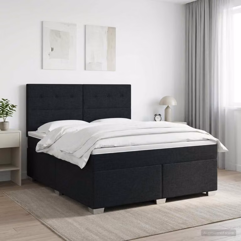 Letto box spring con materasso vidaXL in tessuto nero L/P/H: 160 x 200 x 128 cm