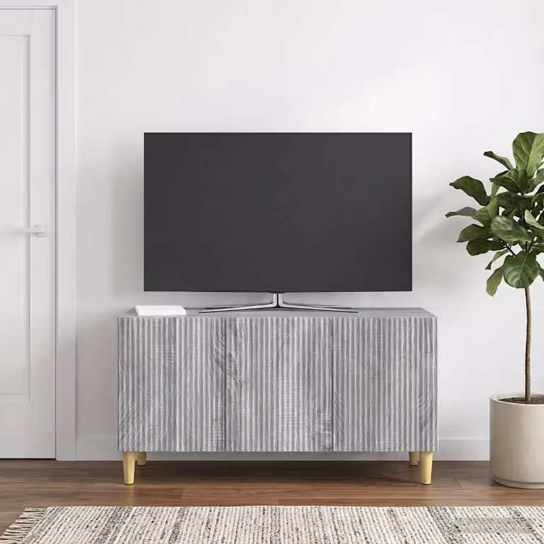 Mobile TV vidaXL moderno in legno ingegnerizzato grigio e marrone L 99 x P 34,5 x H 50 cm