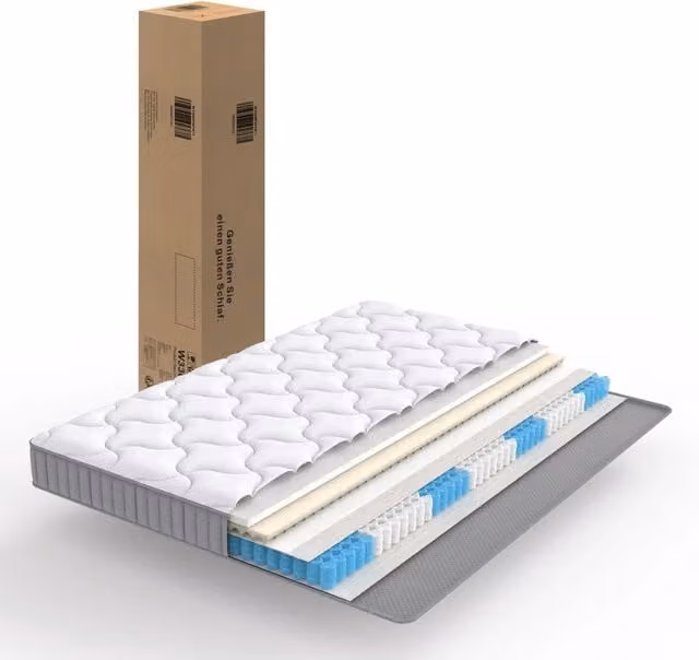 Materasso a molle a sacchetti CIPACHO a 7 zone, colore bianco, L/P: 140 x 200 cm – 1