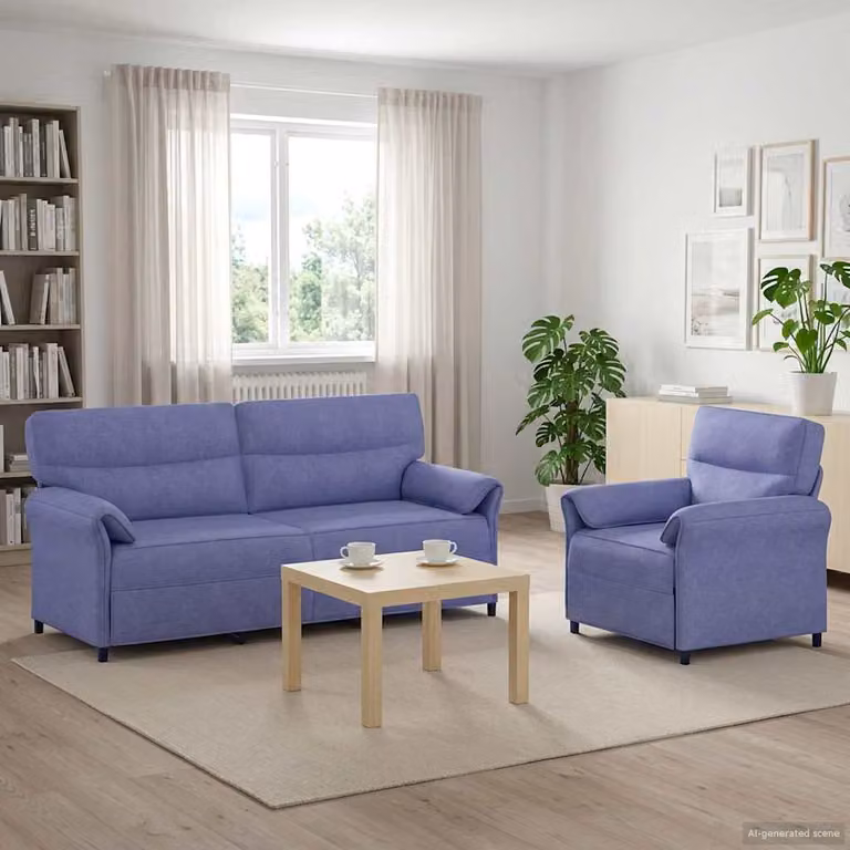 Set di 2 divani moderni vidaXL in tessuto blu jeans con struttura in metallo per il tuo soggiorno