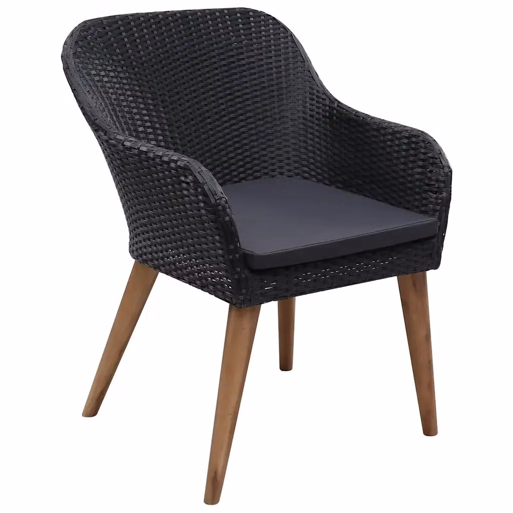 Set da pranzo da giardino moderno vidaXL in legno di acacia oliato, 9 pezzi, nero e grigio – 2