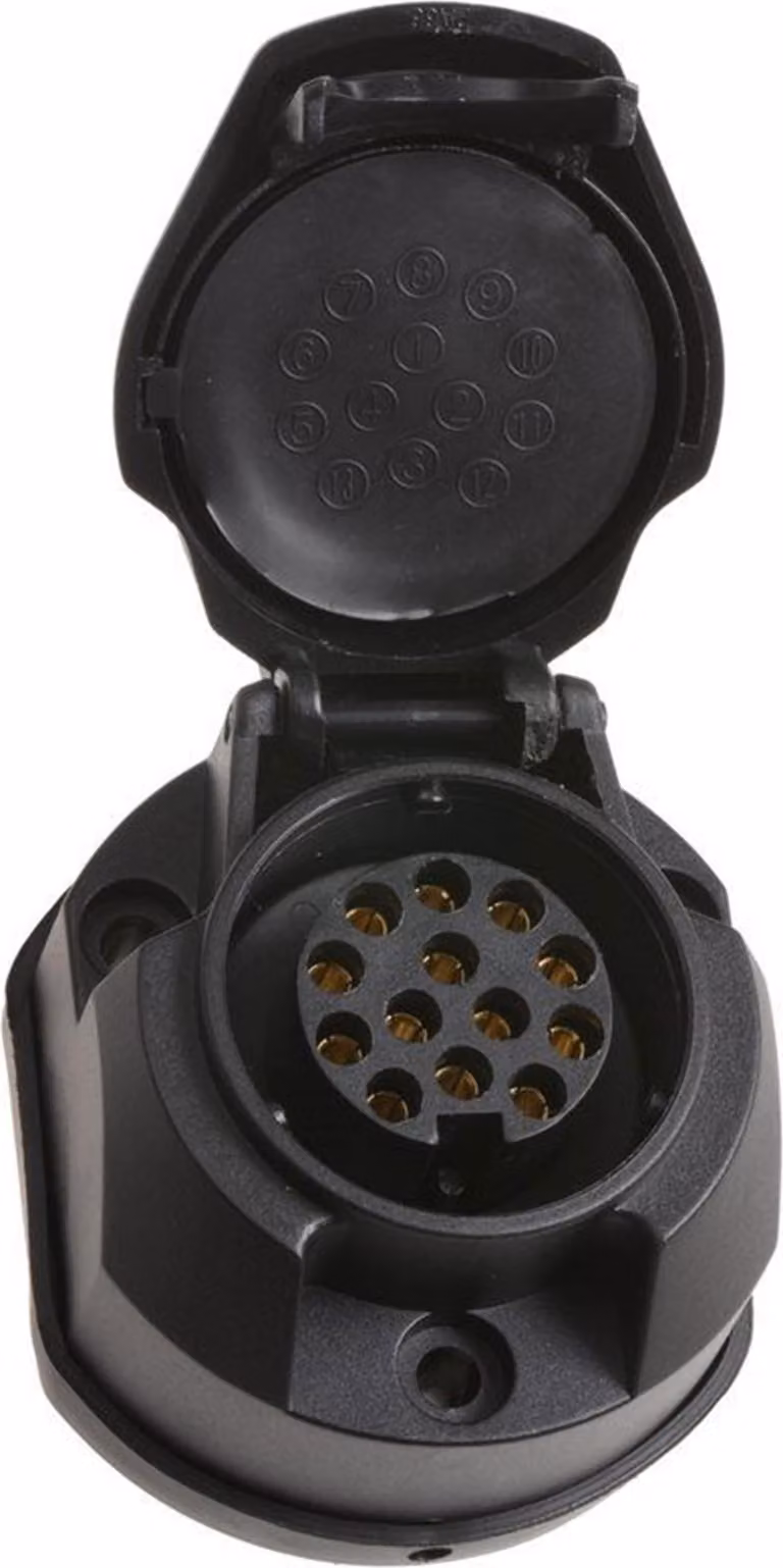 Presa ACI a 13 pin 12V in plastica con sezionatore, guarnizione fendinebbia