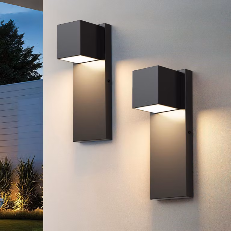 Lampada da parete esterna a LED, 16W, 3000K, 1300 lumen, grado di protezione IP65, colore nero, confezione da 2