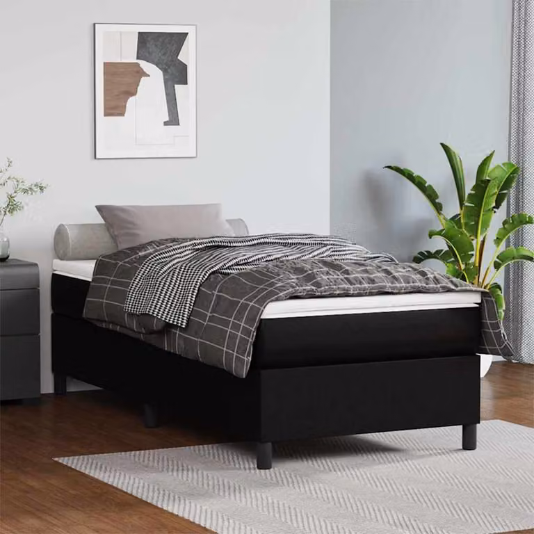 vidaXL Struttura Letto Imbottita in Similpelle Nero con Doghe a Rete L: 200 cm, P: 90 cm, H: 35 cm