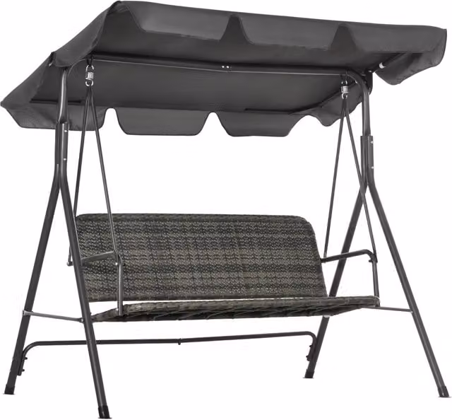 Dondolo da Giardino 3 Posti Giordanoshop con Tettuccio Regolabile in Rattan e Acciaio Grigio L: 240 cm, P: 112 cm, H: 153 cm – 1