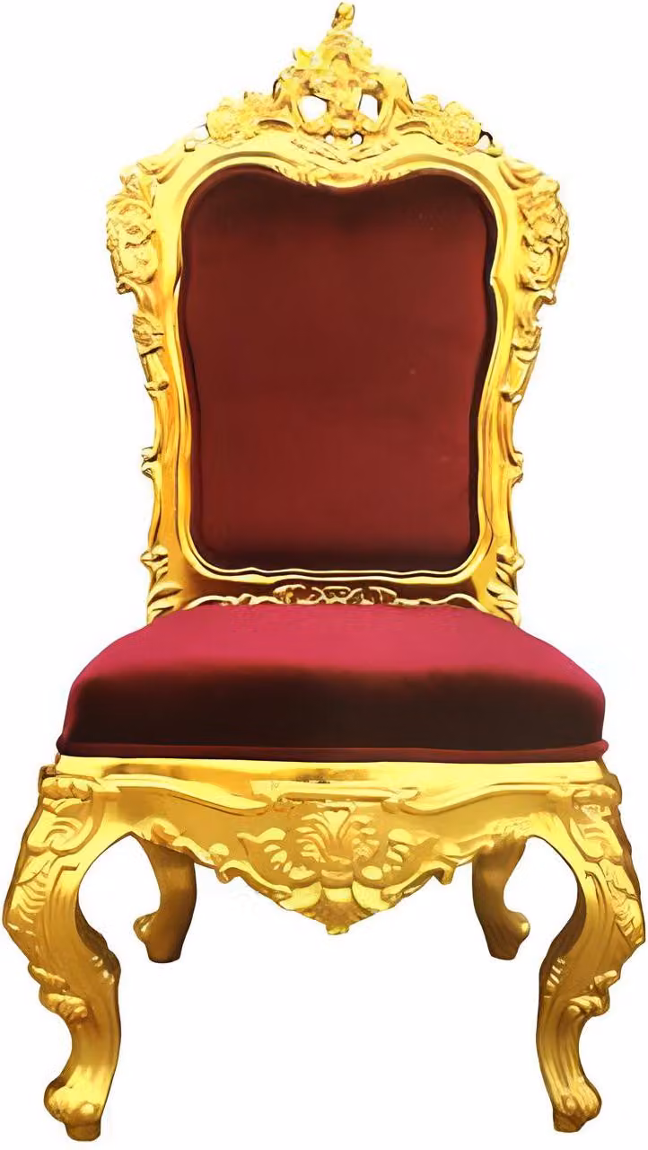 Stuhl Thron Sessel Set Esszimmer Designer Holz Antik Stil Barock Rokoko Samt