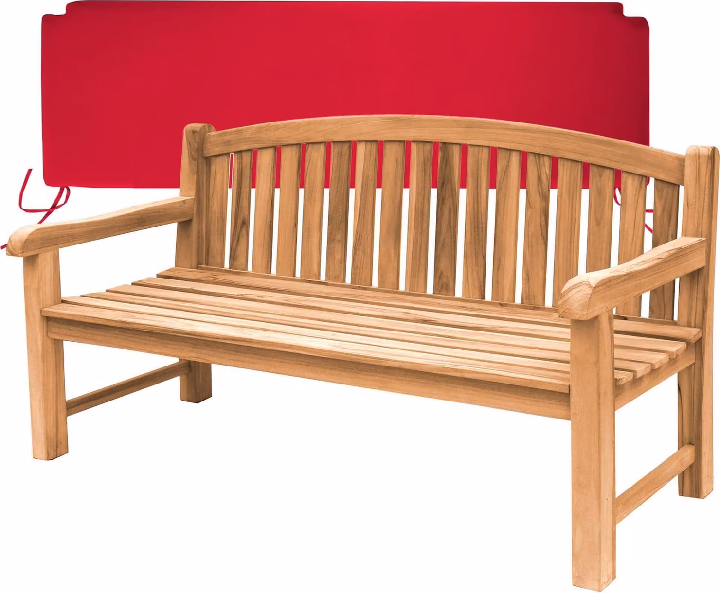 Panchina da giardino in teak extraforte Bari 180cm + cuscino di seduta rosso