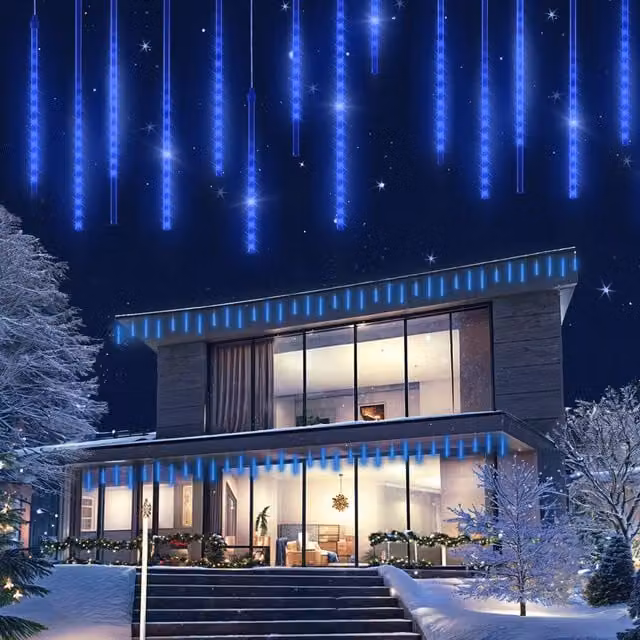 Luci di Natale LED a pioggia di diamanti blu Monzana® con effetto icicle e protezione IP44