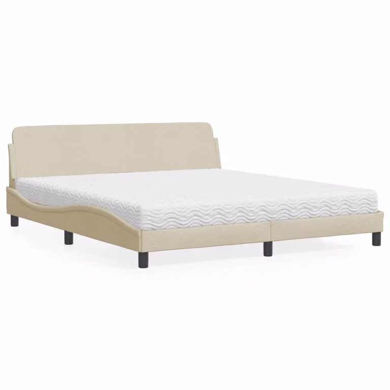 Letto con Materasso Dover vidaXL in Tessuto Beige e Bianco 180x200 cm