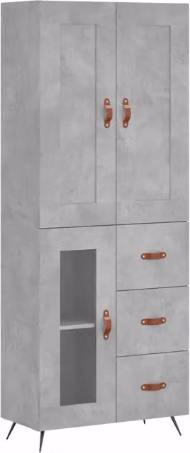 Credenza moderna DESIGN IN in legno multistrato Grigio Cemento, L: 69,5 cm, P: 34 cm, H: 180 cm