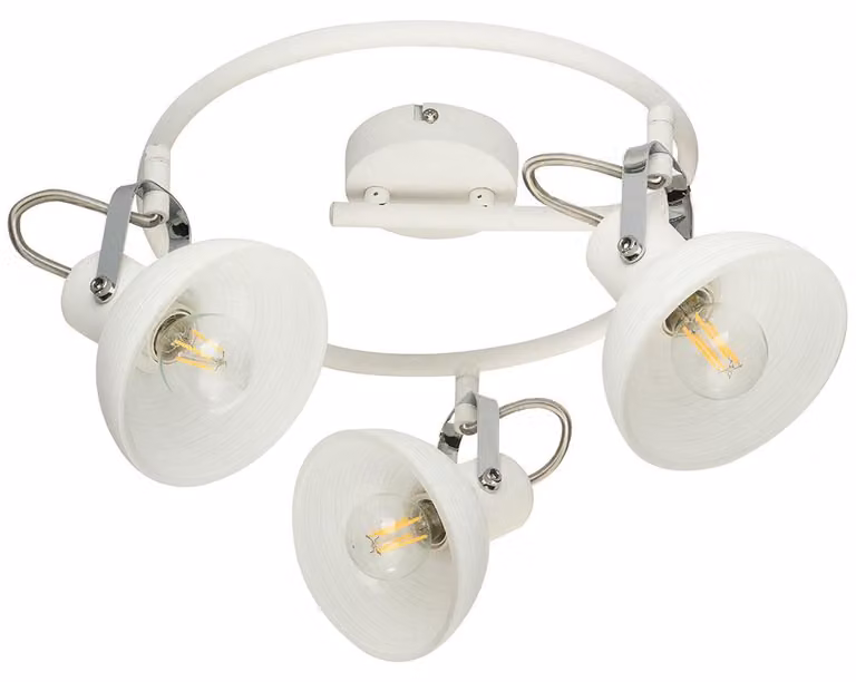 Lampada da soffitto a LED, con faretti orientabili, cromata, in vetro, lunghezza 35 cm
