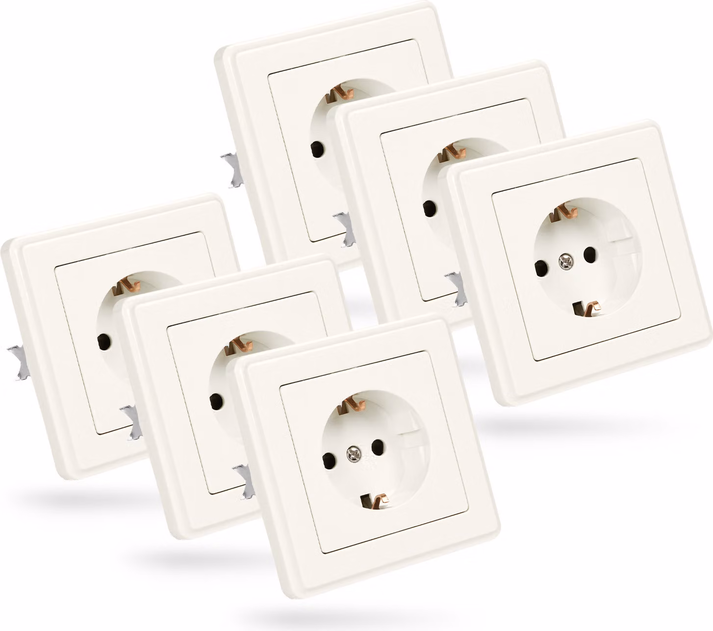 Presa da incasso ABSINA con contatto di terra - 6x presa a muro bianca 250V AC, 16A, IP20 - presa Schuko da incasso