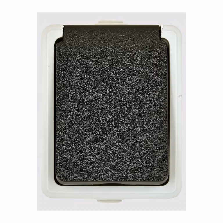 Presa HEITECH a superficie con contatto di terra e coperchio incernierato IP 44, a 2 poli, 250AC, 16 A