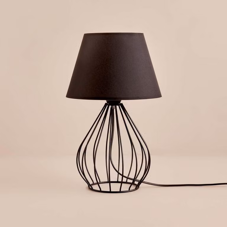 Opviq, AYD-3427, lampada da tavolo, 100 % tessuto, nero, 22 x 22 x 37 cm