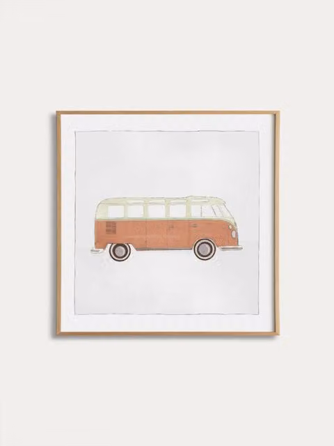 Poster illustrato per bambini con tema natura e design astratto di Kenay Home, arancione, bianco e marrone, 30 x 30 cm