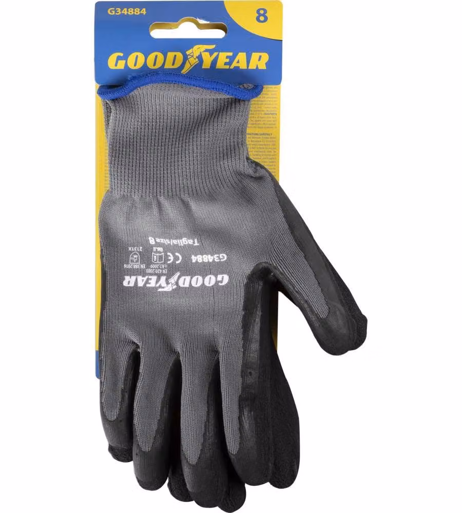Guanti in nylon e schiuma di lattice mod.G34884 taglia 8 nero/grigio Lavoro