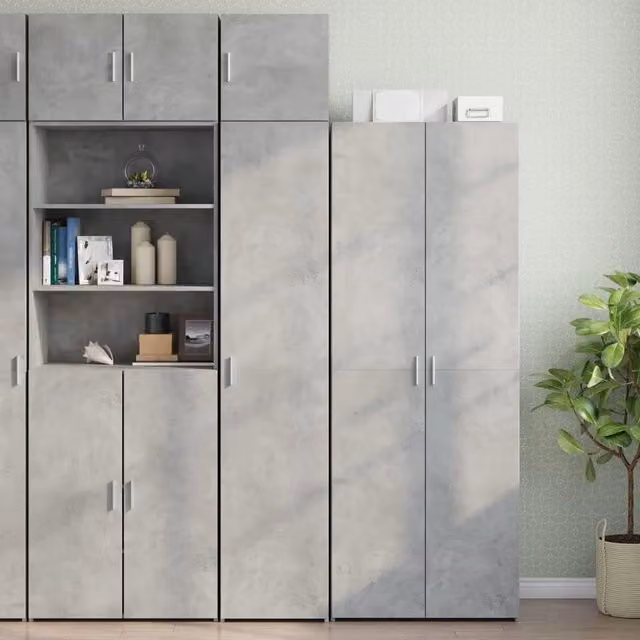 Mobile Sottile Grigio Cemento 40x42,5x225 cm in Truciolato 3281276