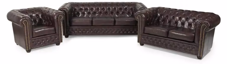 Ledersofa Sofagarnitur 3+2+1 Sitzer Set Garnitur Polstersofa Couch Chesterfield