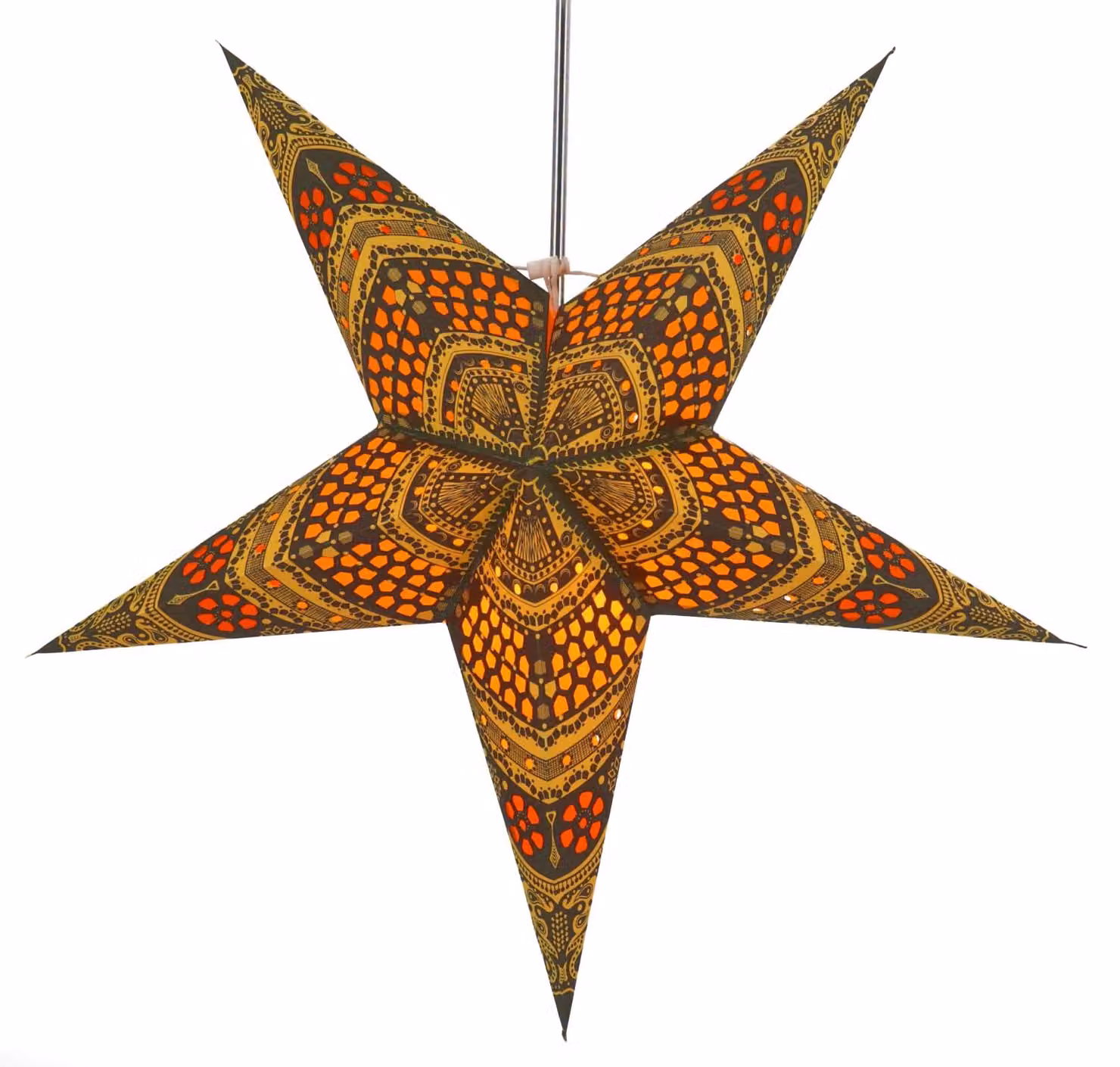 Stella di carta, 60 cm, pieghevole, illuminata, colore giallo/arancione Horus