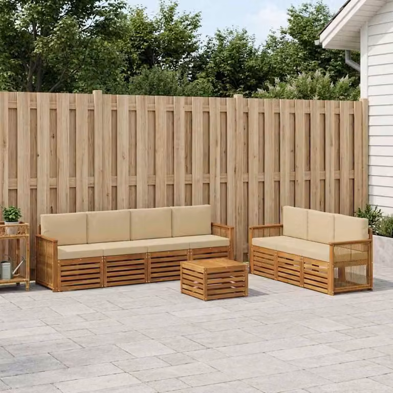 Set di divani da giardino vidaXL in legno di acacia marrone con cuscini inclusi