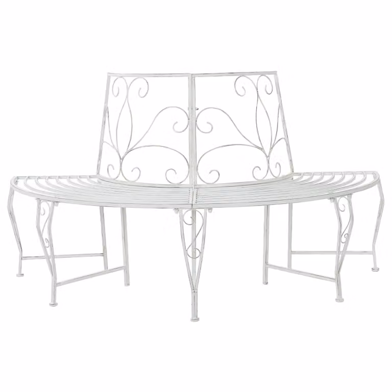 Panchina da giardino vidaXL per 4 persone in acciaio verniciato bianco, L: 160 cm, P: 80 cm, H: 89 cm