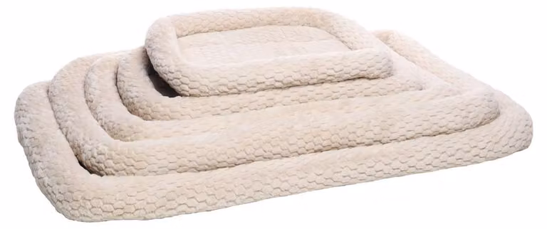 Cuscino per cani Flamingo, modello Naya, rettangolare, color beige, con bordo, adatto per gabbie con grate