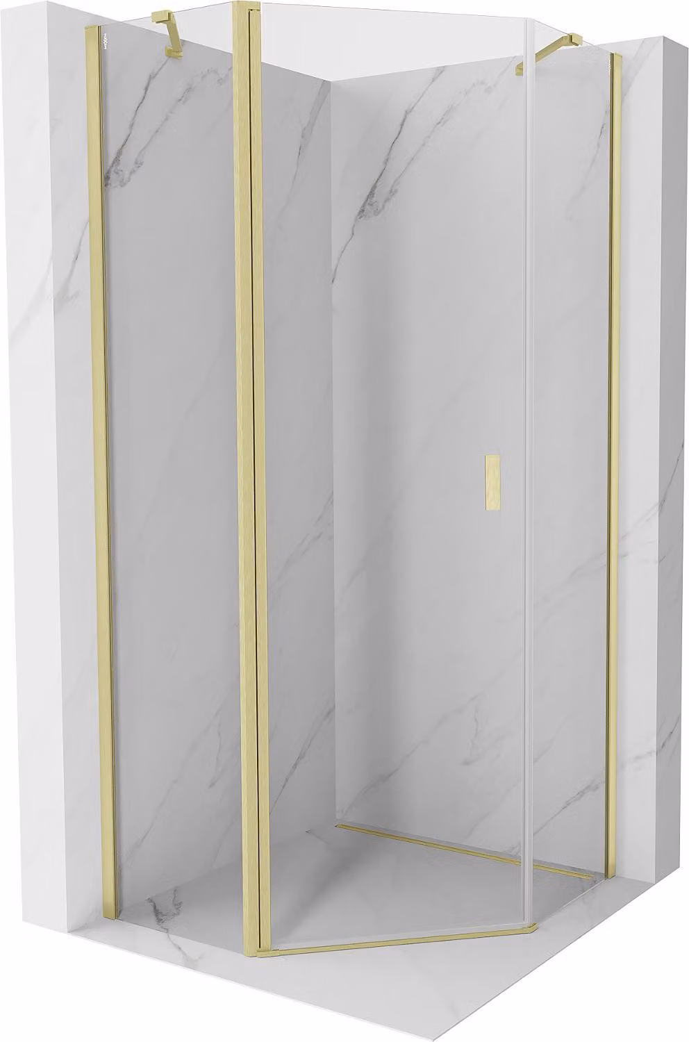 Mexen Mist cabina doccia pentagonale a battente 100 x 100 cm, trasparente, oro spazzolato - 8A8-100-100-55-00