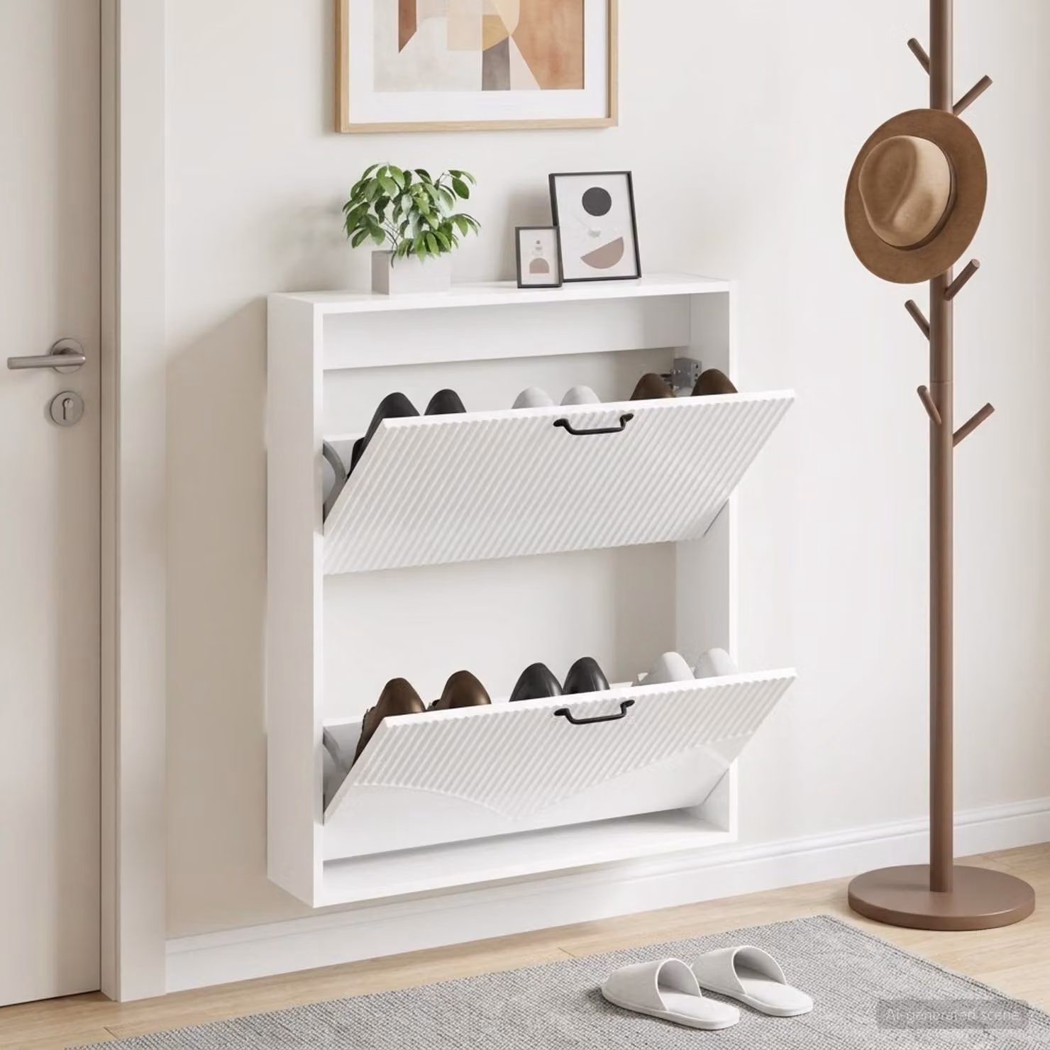 Mobiletto per scarpe da muro moderno vidaXL HOORN con scomparti basculanti, L: 71 cm, P: 17 cm, H: 86 cm