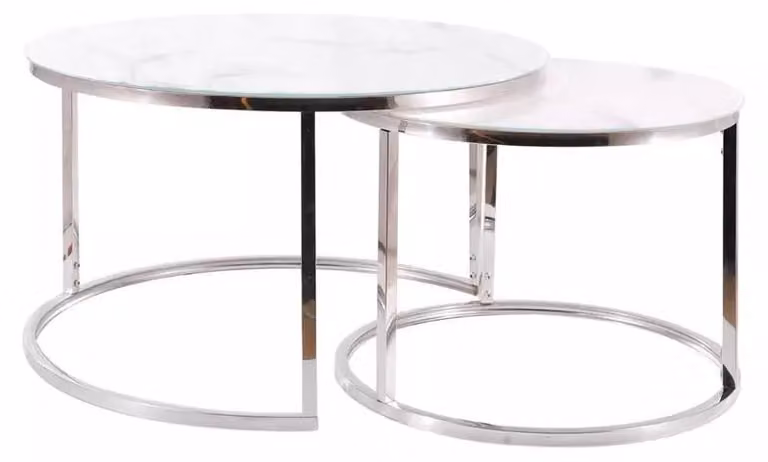 FURNLUX Tavolino Atlanta, bianco, 80 cm (2 pezzi) / Colore principale: / Dimensioni: