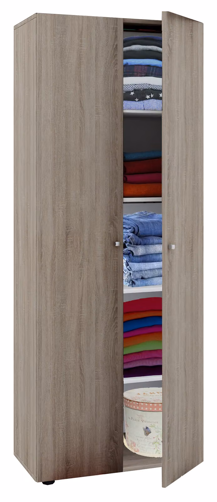 Armadio in legno | 5 scomparti | Dimensioni ca. B. 70 x H. 178 x D. 40 cm | 2 porte | espandibile | Armadio - Vandol