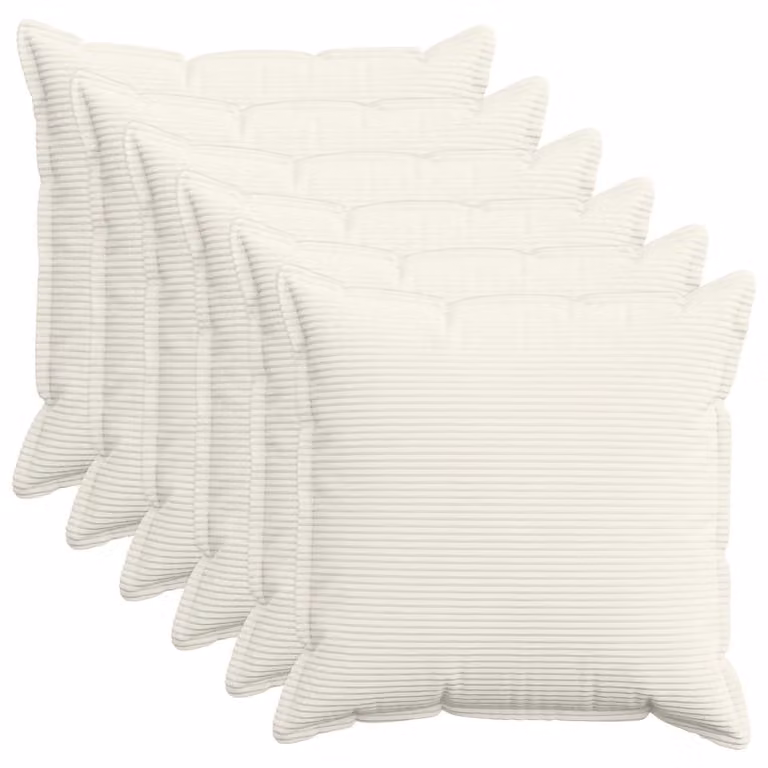 Set di 6 federe vidaXL HOUTEN in velluto a coste, colore beige, 65 x 65 cm