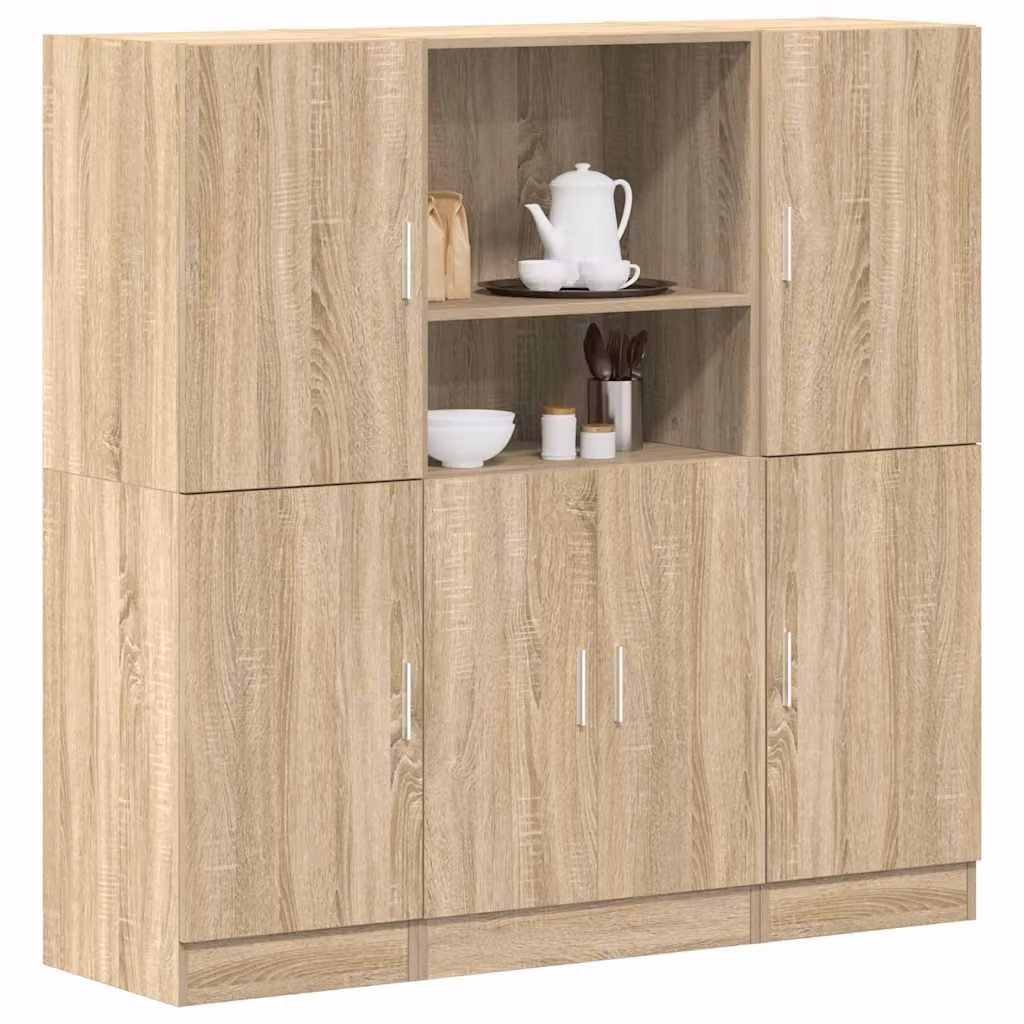 Set di mobili da cucina moderno vidaXL in 3 pezzi color marrone in MDF e composito con ante a battente e ripiani interni