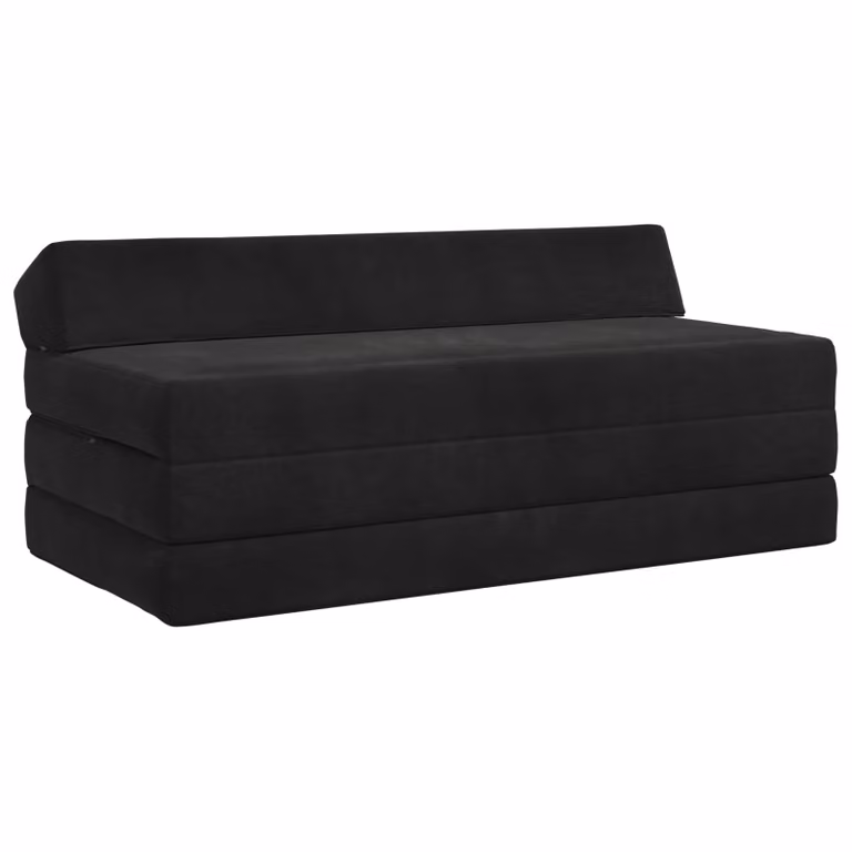 vidaXL Divano Letto Pieghevole Moderno in Tessuto Nero L/P/H: 120 x 60 x 49 cm