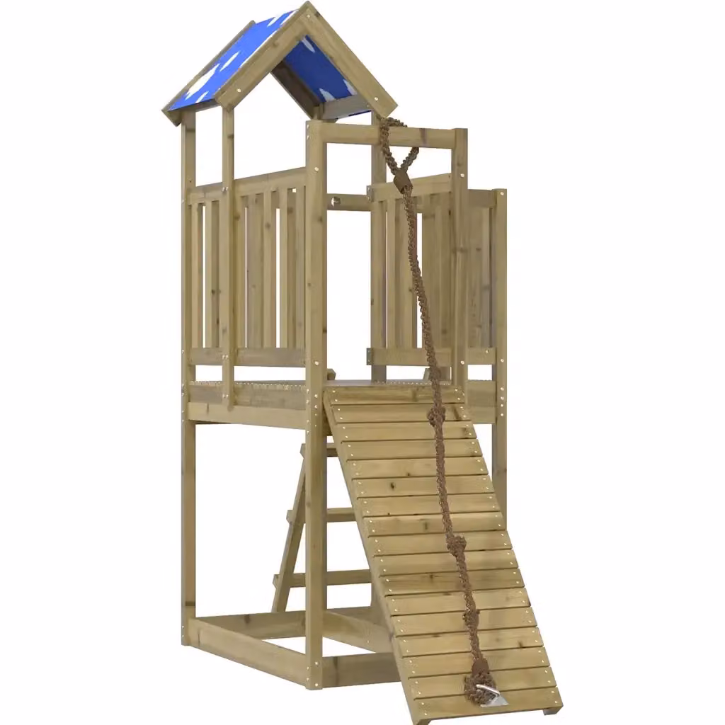 vidaXL Set da Gioco da Esterno in Legno di Pino con Scivolo e Sabbiera, Colore Marrone, L/P/H: 215 x 107 x 110,5 cm – 2