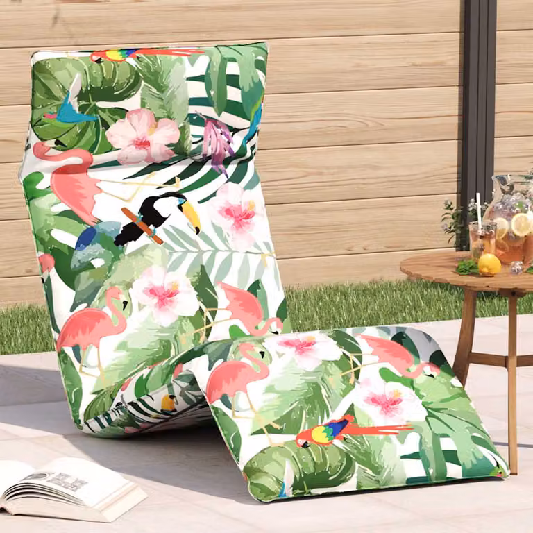 vidaXL Lettino Pieghevole Multicolore con Fantasia Floreale in Tessuto Oxford e Struttura in Acciaio, L: 175 cm, P: 54 cm, H: 8,5 cm