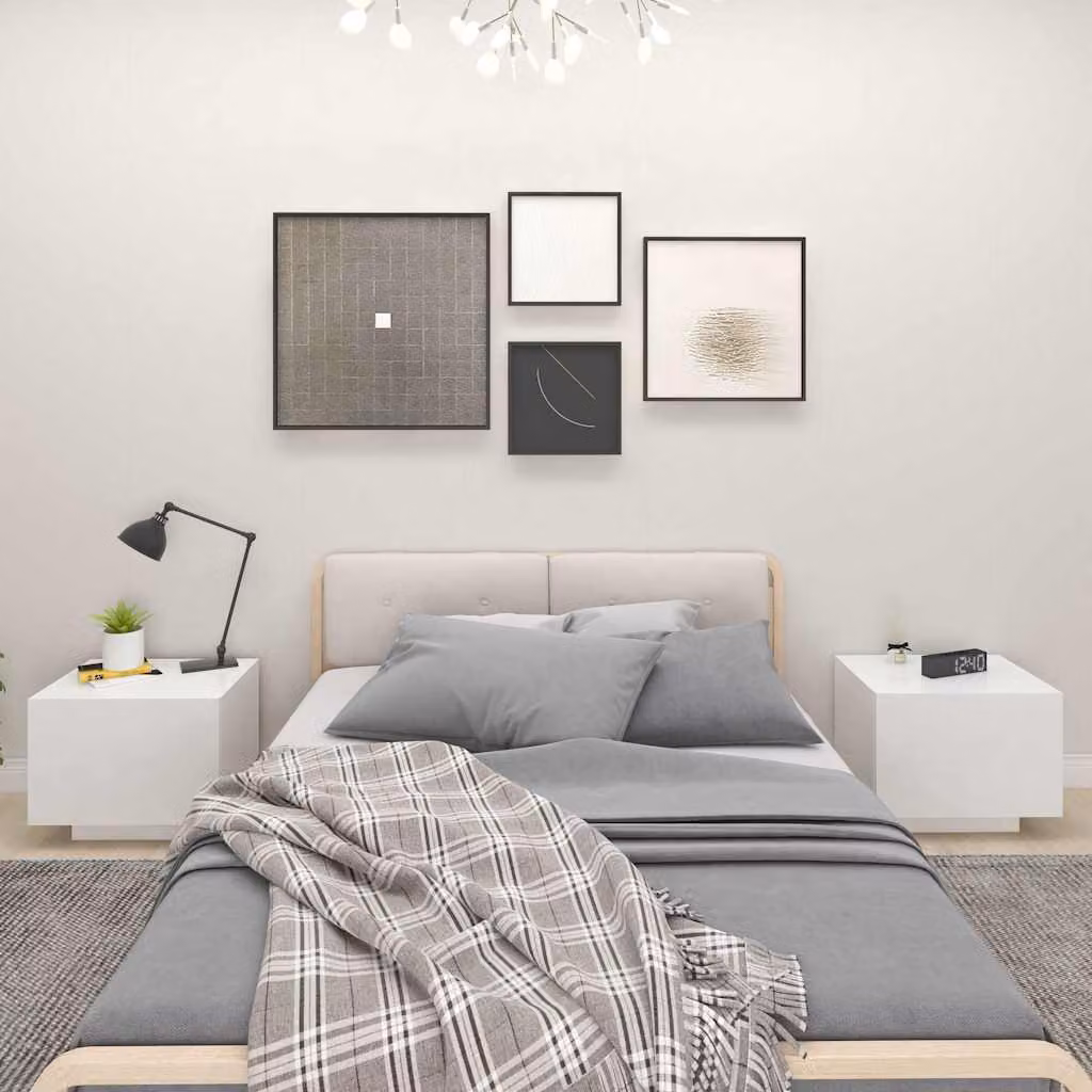 Comodino moderno vidaXL in legno bianco L: 100 cm, P: 35 cm, H: 40 cm